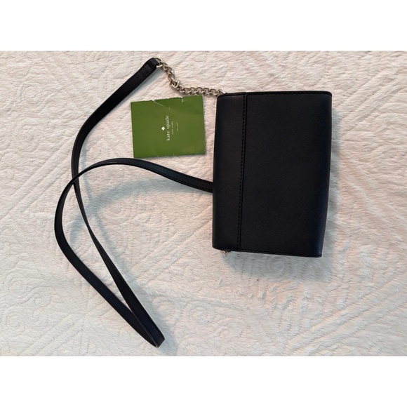 Kate Spade New York Crossbody Bag Womens Black Saffiano Chain Strap Chic - Picture 5 of 6
